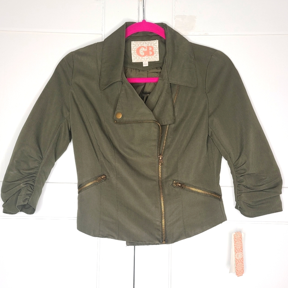 NWT Gianni Bini Olive moto bomber jacket